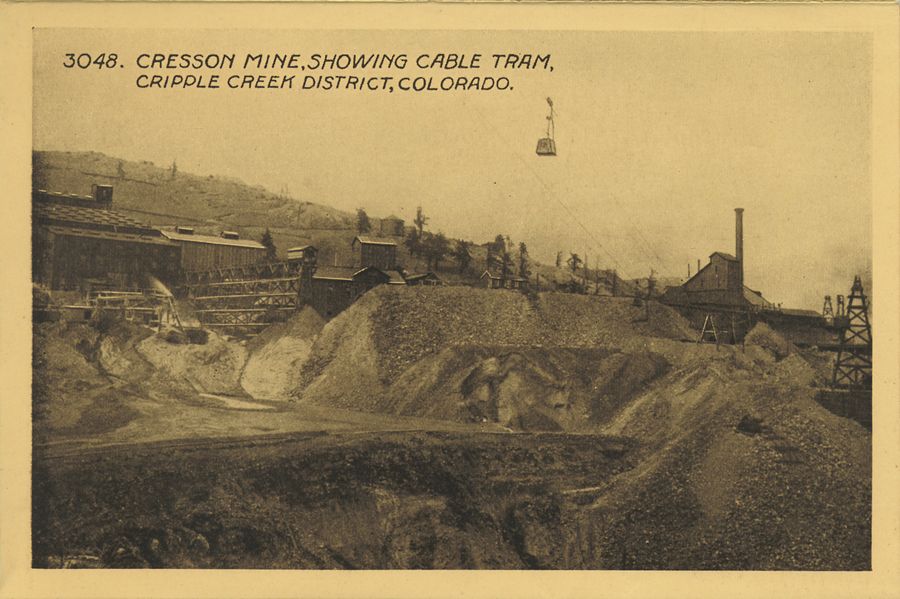 Image is for some reason marked as being the Cresson Mine, in reality it is the Ajax Mill at the left, and the Ajax mine more to the right of the image. No idea why it is called the Cresson in this view.