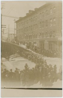 People Crowd in Streets at the National Hotel in Cripple Creek Regarding Western Federation of Miners Union trial