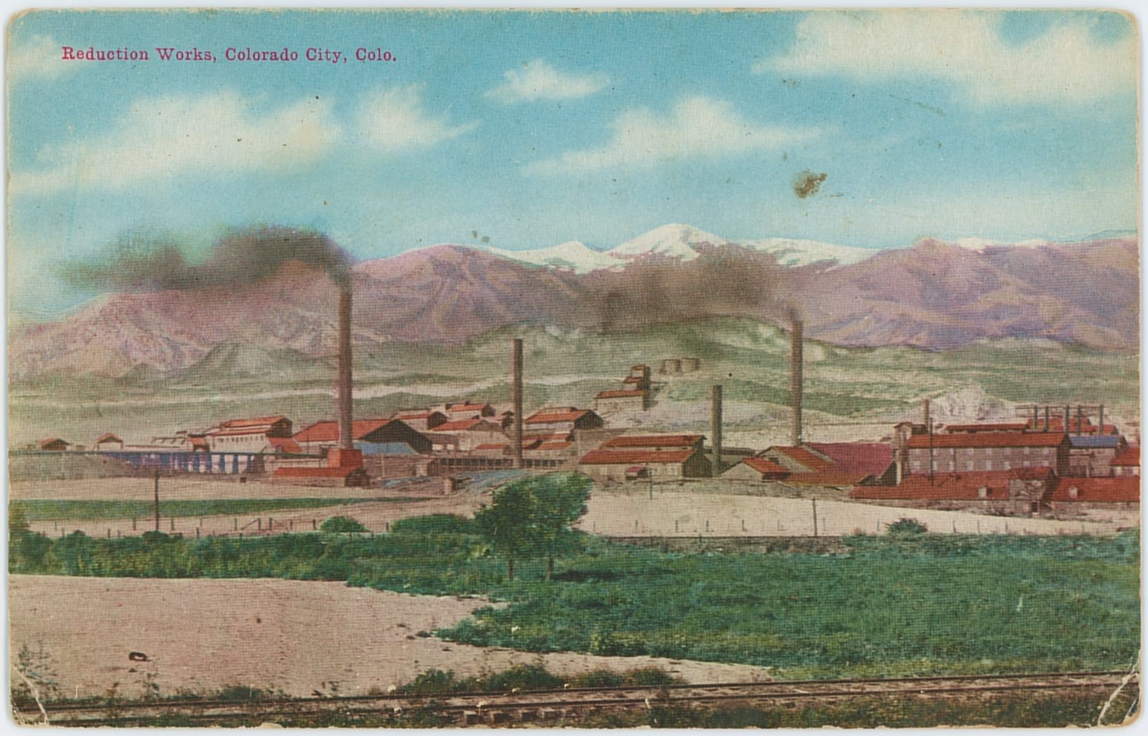 This postcard view of the massive Colorado-Philadelphia Mill, and the Standard Mill helps give the impression on how huge these mills can be, laying in the outskirts to the west of Colorado City, with what I believe is the mainline of the Colorado Midland seen along the bottom edge.
   If I am correct the structures to the right are part of the Standard Mill, while the ones furthest away, left side of the card, those are the structures of the Colorado-Philadelphia Mill.