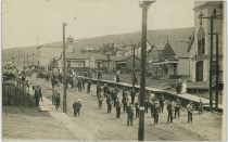 View of Parade Preparation Along Between 9th & 10th Street on Victor Avenue in Goldfield, Colorado, with City Hall in Background Right & the Roman Catholic Church Front Right.